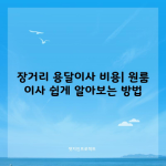 장거리 용달이사 비용| 원룸 이사 쉽게 알아보는 방법