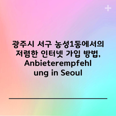 광주시 서구 농성1동에서의 저렴한 인터넷 가입 방법,  Anbieterempfehlung in Seoul