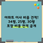 아파트 이사 비용 견적! 34평, 25평, 30평 포장 비용 전격 공개