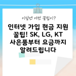 인터넷 가입 현금 지원 꿀팁! SK, LG, KT 사은품부터 요금까지 알려드립니다