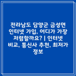 전라남도 담양군 금성면 인터넷 가입, 어디가 가장 저렴할까요? | 인터넷 비교, 통신사 추천, 최저가 정보