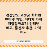 경상남도 고성군 회화면 인터넷 가입, 어디가 가장 저렴할까요? | 인터넷 비교, 통신사 추천, 가격 비교