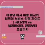 아정당 이사 비용 비교 사다리차 vs 엘리베이터, 원룸부터 포룸까지