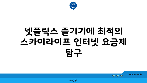 KT스카이라이프 넷플릭스 인터넷 요금제 비교 가이드 | 알뜰폰 할인까지