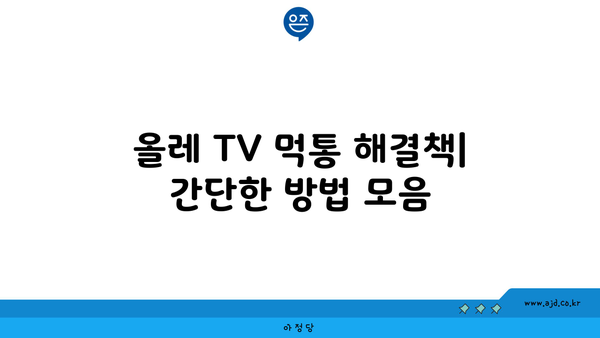 KT 인터넷티비 끊김·먹통·연결 오류 장애 원인과 해결책 | 케이티, 올레, 셋톱박스, 기가지니