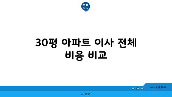 아파트 이사 비용 견적! 34평, 25평, 30평 포장 비용 전격 공개