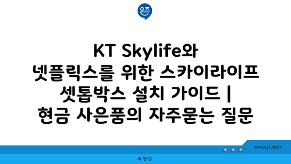 KT Skylife와 넷플릭스를 위한 스카이라이프 셋톱박스 설치 가이드 | 현금 사은품