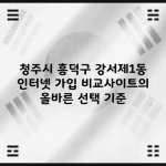 청주시 흥덕구 강서제1동 인터넷 가입 비교사이트의 올바른 선택 기준