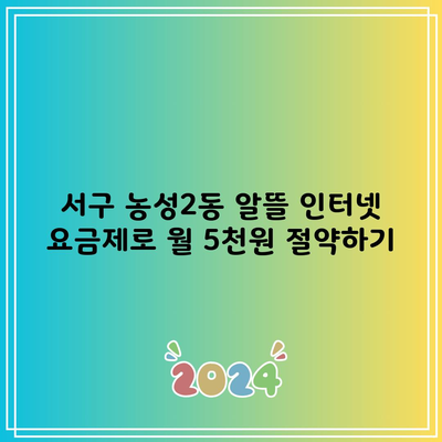 서구 농성2동 알뜰 인터넷 요금제로 월 5천원 절약하기