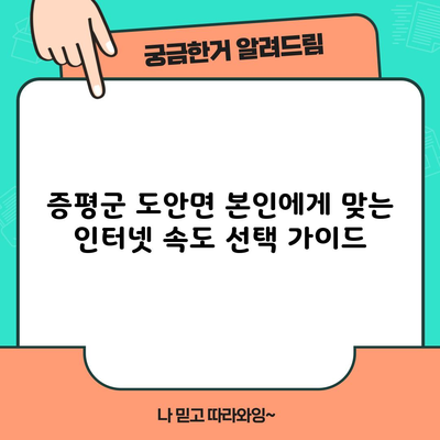 증평군 도안면 본인에게 맞는 인터넷 속도 선택 가이드