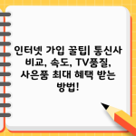 인터넷 가입 꿀팁| 통신사 비교, 속도, TV품질, 사은품 최대 혜택 받는 방법!