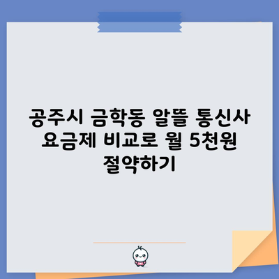 공주시 금학동 알뜰 통신사 요금제 비교로 월 5천원 절약하기