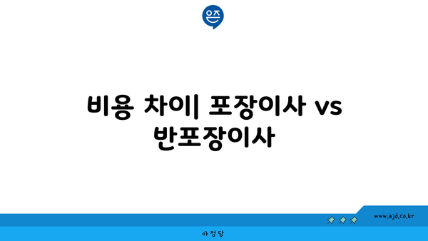 비용 차이| 포장이사 vs 반포장이사