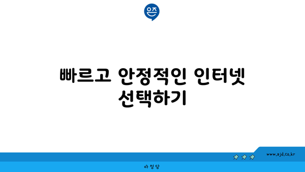 빠르고 안정적인 인터넷 선택하기