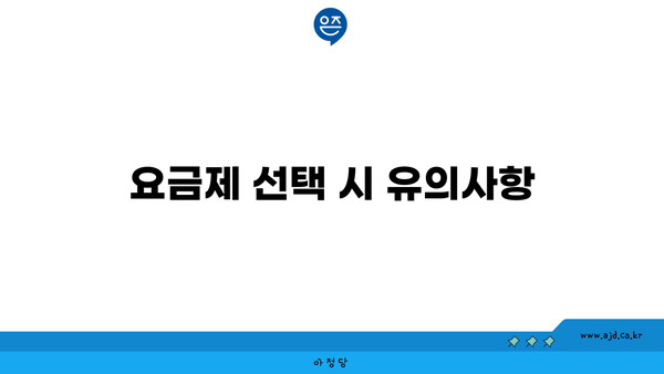 요금제 선택 시 유의사항