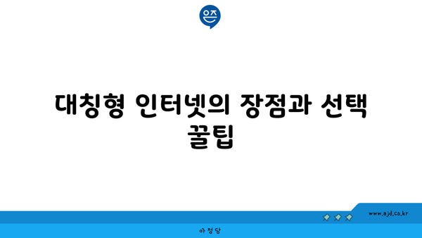 대칭형 인터넷의 장점과 선택 꿀팁