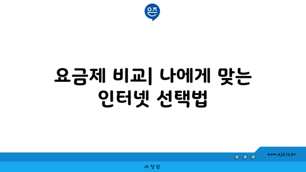 요금제 비교| 나에게 맞는 인터넷 선택법