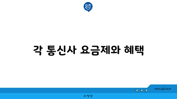 각 통신사 요금제와 혜택