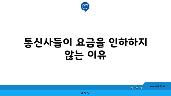 통신사들이 요금을 인하하지 않는 이유