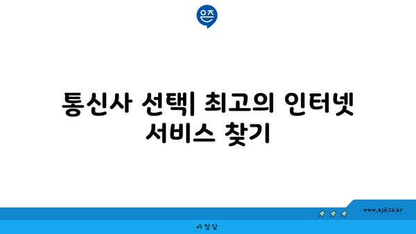 통신사 선택| 최고의 인터넷 서비스 찾기