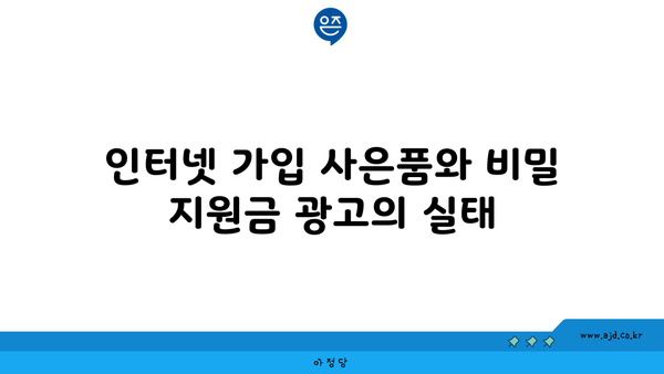 인터넷 가입 사은품와 비밀 지원금 광고의 실태