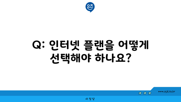 Q: 인터넷 플랜을 어떻게 선택해야 하나요?