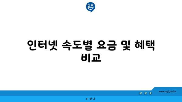 인터넷 속도별 요금 및 혜택 비교