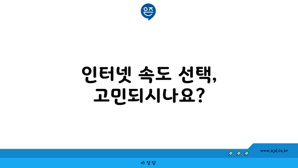 인터넷 속도 선택, 고민되시나요?