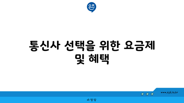 통신사 선택을 위한 요금제 및 혜택