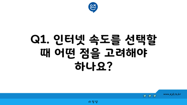 Q1. 인터넷 속도를 선택할 때 어떤 점을 고려해야 하나요?