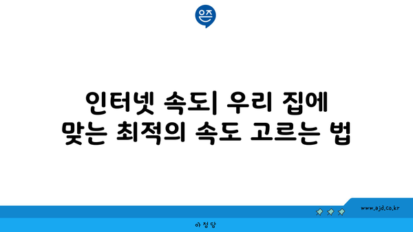 인터넷 속도| 우리 집에 맞는 최적의 속도 고르는 법