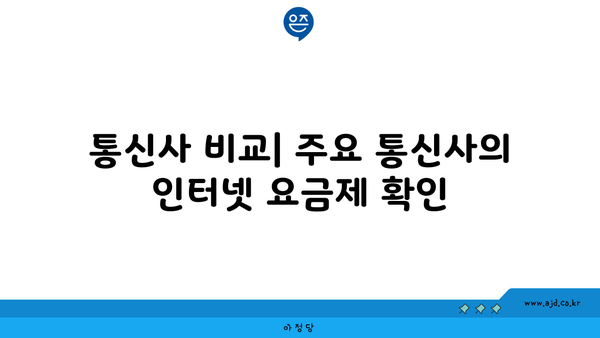 통신사 비교| 주요 통신사의 인터넷 요금제 확인