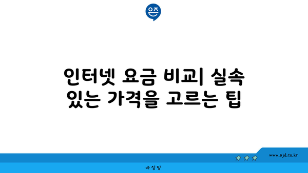 인터넷 요금 비교| 실속 있는 가격을 고르는 팁