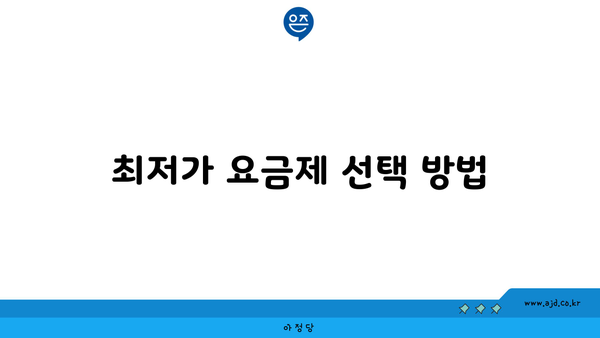 최저가 요금제 선택 방법