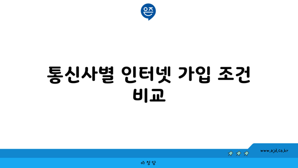 통신사별 인터넷 가입 조건 비교