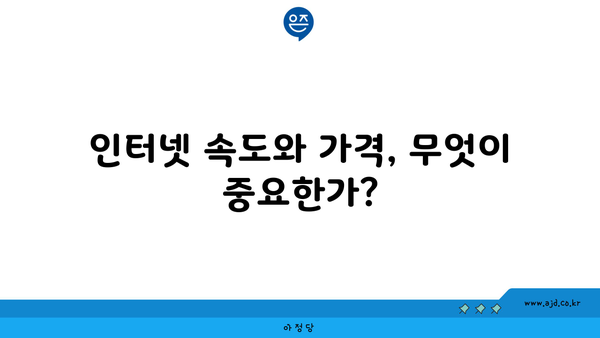 인터넷 속도와 가격, 무엇이 중요한가?