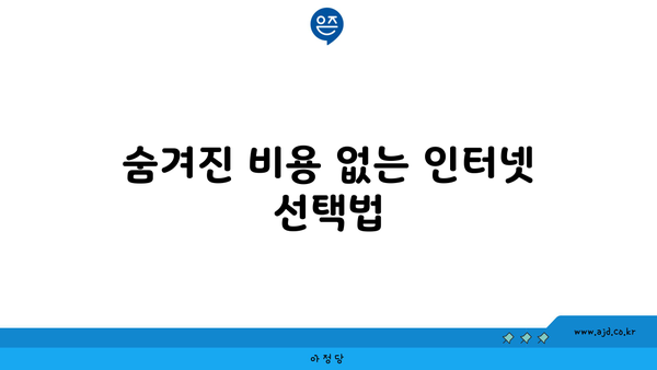 숨겨진 비용 없는 인터넷 선택법