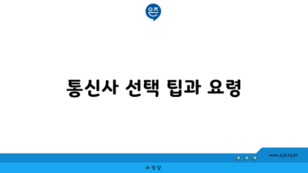 통신사 선택 팁과 요령