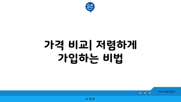 가격 비교| 저렴하게 가입하는 비법