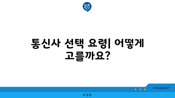 통신사 선택 요령| 어떻게 고를까요?