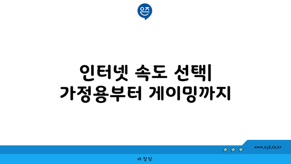 인터넷 속도 선택| 가정용부터 게이밍까지