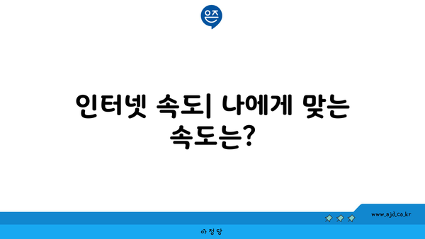 인터넷 속도| 나에게 맞는 속도는?