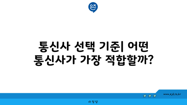 통신사 선택 기준| 어떤 통신사가 가장 적합할까?