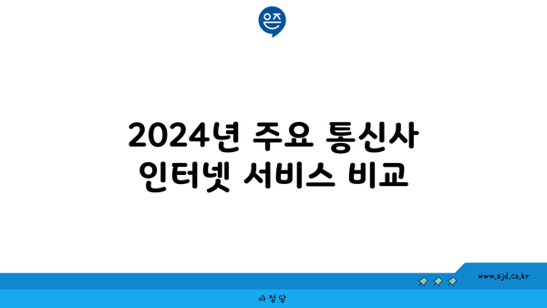 2024년 주요 통신사 인터넷 서비스 비교