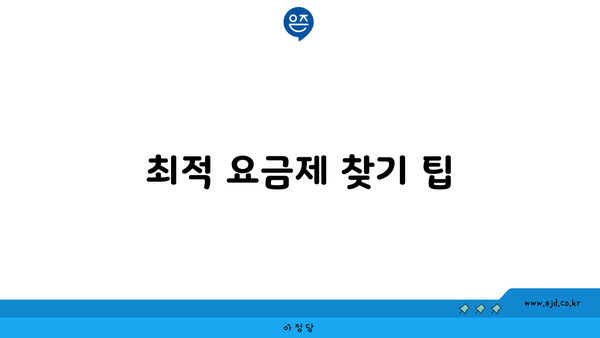 최적 요금제 찾기 팁