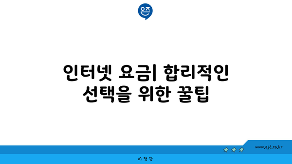 인터넷 요금| 합리적인 선택을 위한 꿀팁