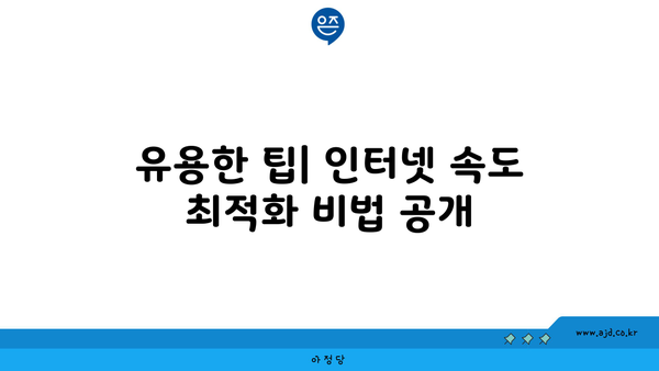 유용한 팁| 인터넷 속도 최적화 비법 공개