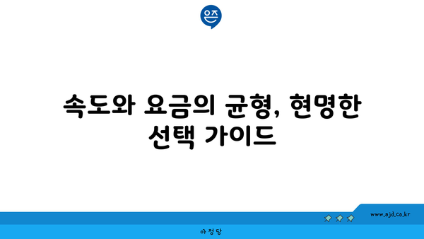 속도와 요금의 균형, 현명한 선택 가이드