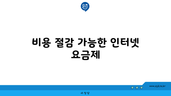 비용 절감 가능한 인터넷 요금제