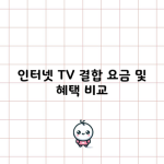 인터넷 TV 결합 요금 및 혜택 비교